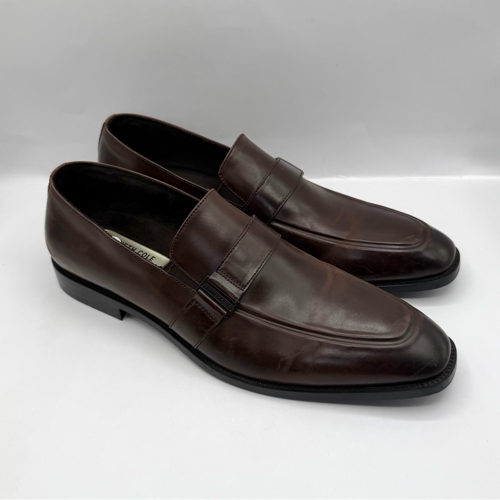 Kenneth Cole Mens Design 10572 Leather Slip on Dress Casual Loafer Brown Sz 11 M